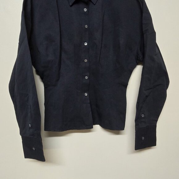 Staud NWOT Ophelia Button Up Top Size M Navy Blue Cotton Blend Academia Office - Picture 4 of 5